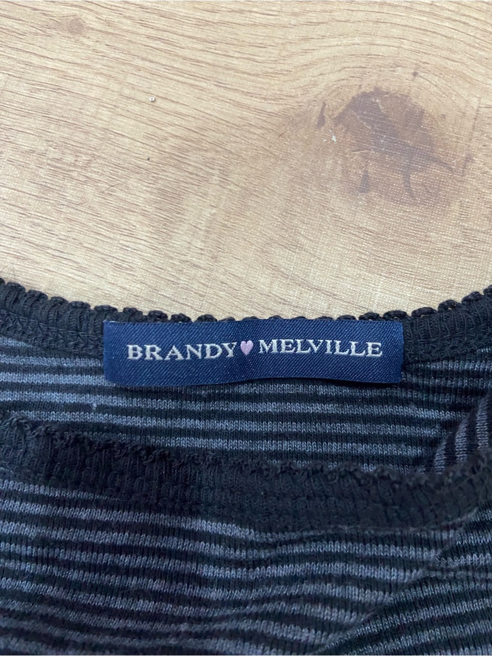 Brandy Melville Black & Gray Striped Ribbed Top